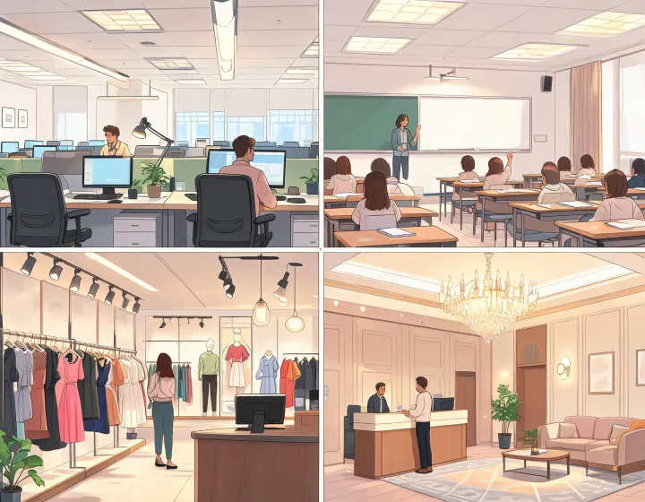 Commercial interior lighting applications